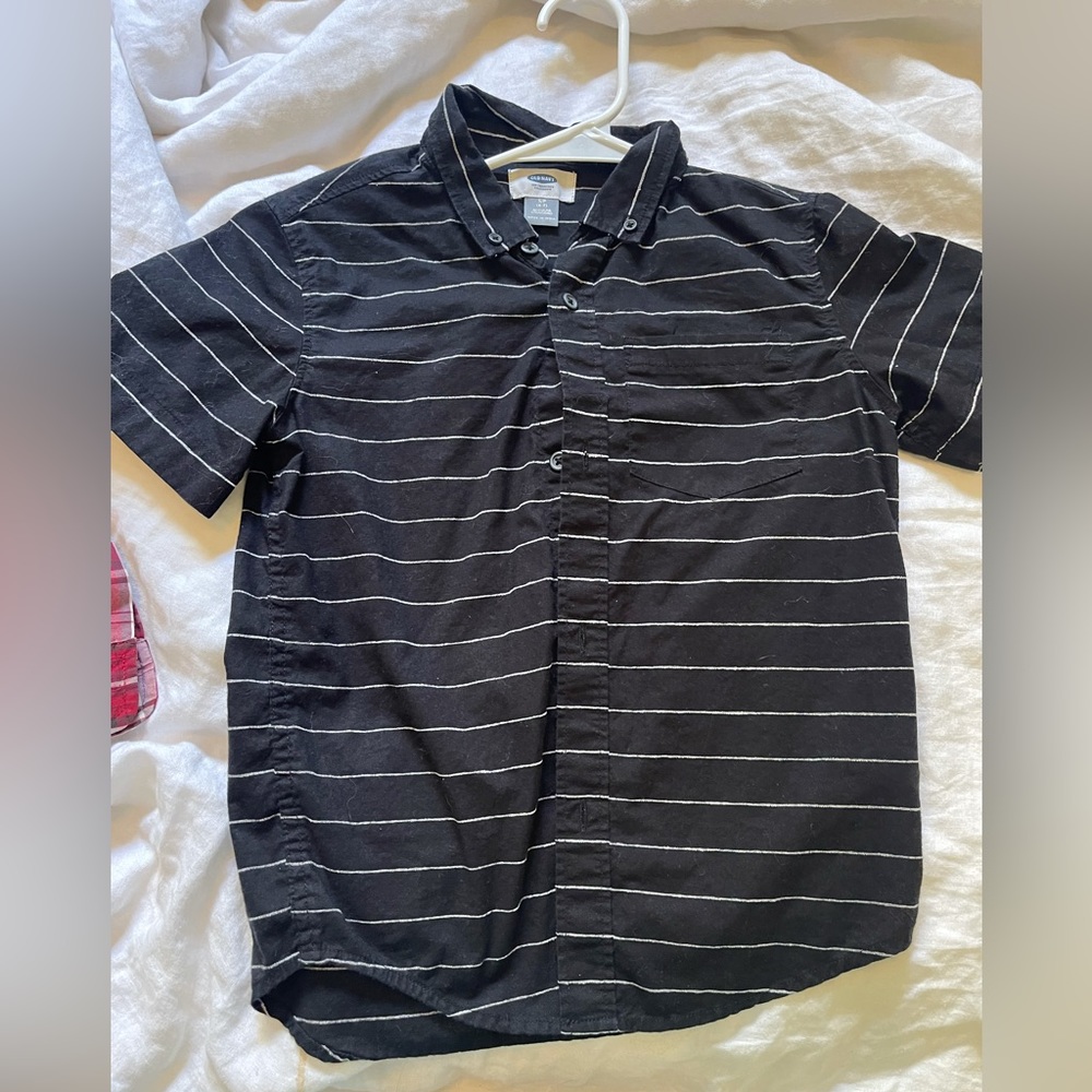 Boys Black with White stripe button up from Old Navy S